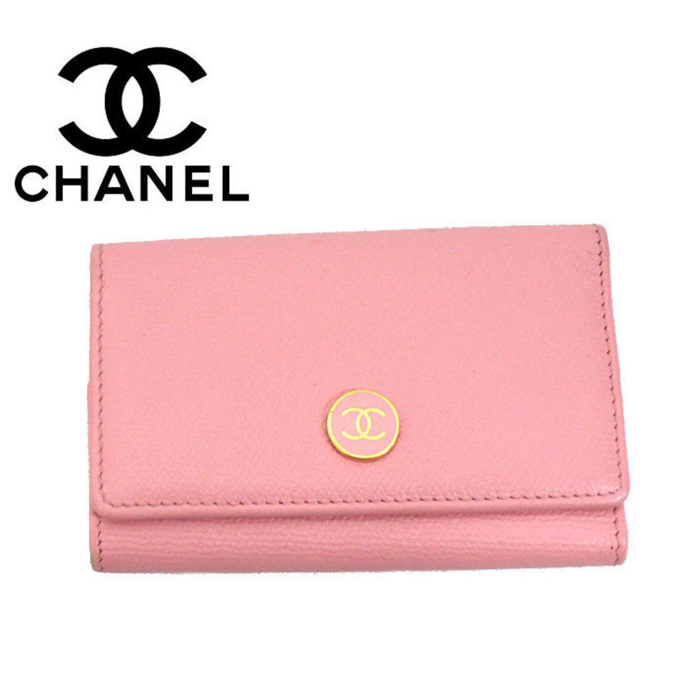 Chanel Calfskin 6 Leather Case Coco Key Pink Button